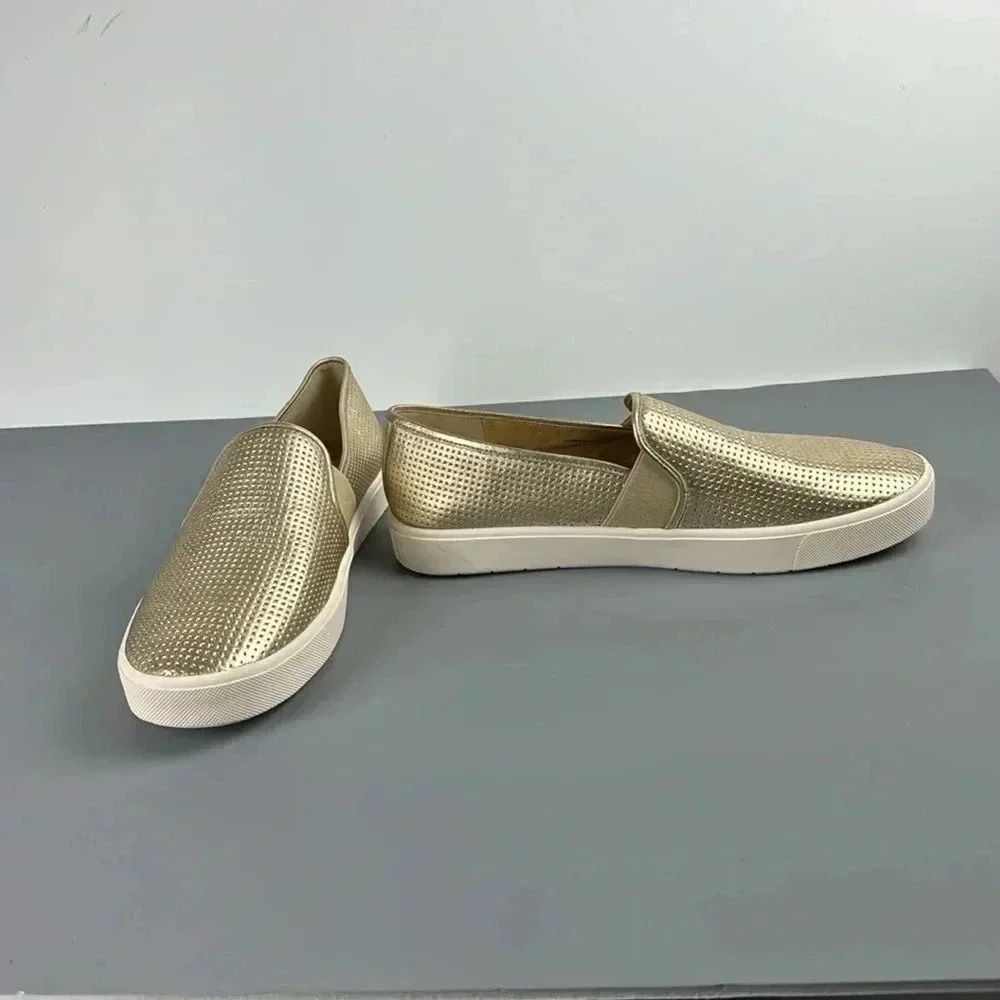 Vince Metallic Gold Perforated Slip-On Sneakers - Picture 4 of 7